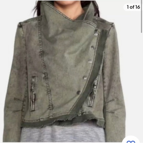 Free People Twill Moto Jacket Size X-Small - Picture 2 of 14
